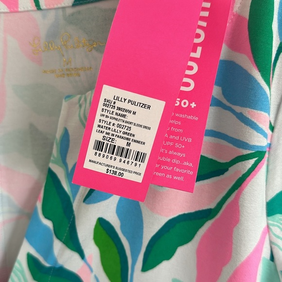 Lily Pulitzer UPF 50+ Sophiletta Short Sleeve Dress Medium in Water Lily Green - Picture 3 of 3